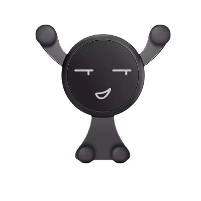 Suport de Telefon, pentru Ventilatie, din ABS si Silicon, 11 x 10 x 4 cm, pentru Telefon 4.0 - 6.0 inch, Model Smiley Face, Negru foto