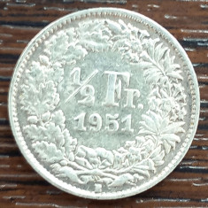 (A34) MONEDA DIN ARGINT ELVETIA - 1/2 FRANC 1951