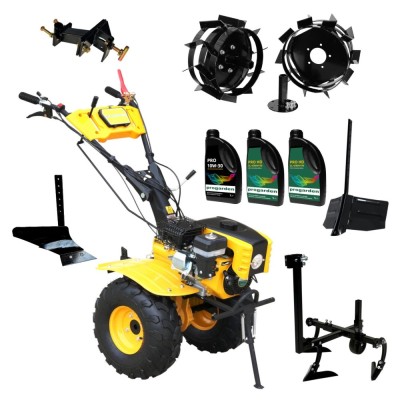 ProGARDEN Pachet Campo 873 Alpine motocultor 7CP + Prasitoare PRS20-45 + Plug simplu + Plug bilonat/rarita + Adaptor + 2 Roti metalice 350x6 + 3L Ulei foto