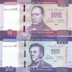 Bancnota Liberia 5 si 10 Dolari 2016 - P31/32 UNC