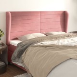 Gossi tablie de pat cu aripioare, roz, 163x23x118/128 cm, catifea
