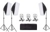 Kit 3 softbox, supoert cu 4 socluri standard E27, Fara becuri incluse, Negru, Oem