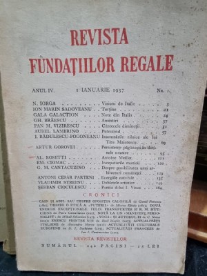 Revista Fundatiilor Regale - Anul IV 1 Ianuarie1937 Nr. 1 foto