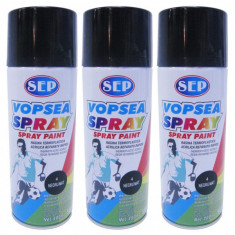 3 x Vopsea spray pentru reparatii rapide, SEP, Negru Mat, 400ml