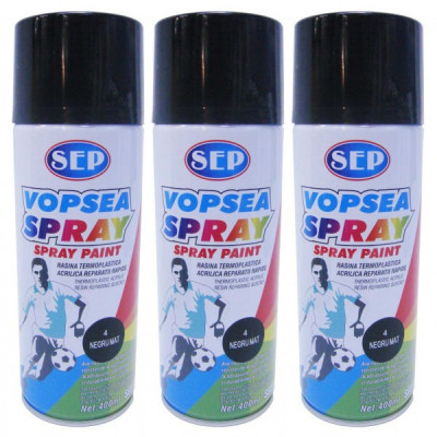 3 x Vopsea spray pentru reparatii rapide, SEP, Negru Mat, 400ml foto