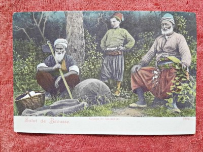 Carte postala, grup de lucratori la Brousse, inceput de secol XX foto