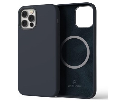 Husa din silicon Sinjimoru pentru iPhone 12 12 Pro pentru MagSafe, Navy Blue - SECOND foto