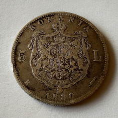 Romania - 5 Lei 1880 - Kullrich sub gat