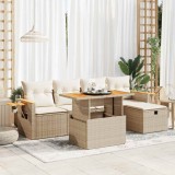 VidaXL Set canapele de grădină cu perne, 6 piese, bej, poliratan 3328129