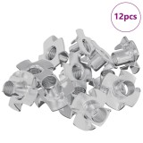 vidaXL T-nut cu prongs 12 pcs Argintiu M6 mm Oțel 864996