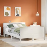 VidaXL Pat cu bibliotecă fără saltea, alb, 140x190 cm, lemn masiv pin 3323072