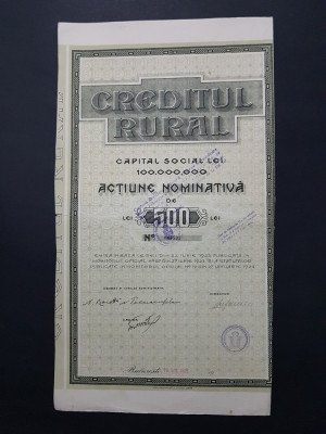 Actiune nominativa Creditul rural , titlu , actiuni foto