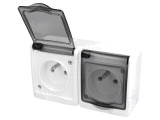 Conector alimentare AC 2P+PE 250V 16A alb mural