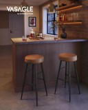 Cumpara ieftin Set 2 scaune de bar, Vasagle, Maro, 51.6x51.6x75 cm