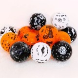 Set de 10 de baloane pentru petrecerea de Halloween - negru, alb si portocaliu