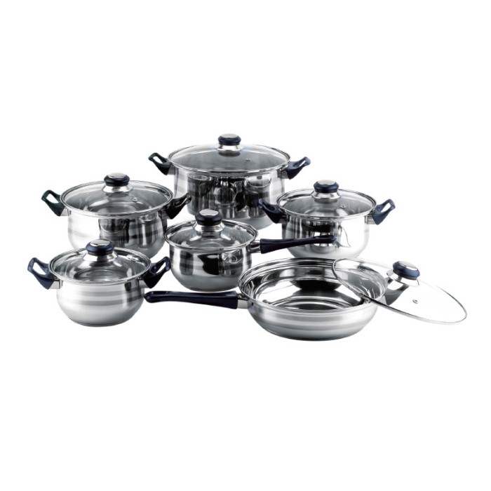 Set oale Floria, 1.7-6.1 l, 16-24 cm, 12 piese, otel inoxidabil, capace incluse, Argintiu