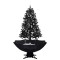 Brad de Craciun cu ninsoare si baza umbrela, negru, 170 cm, PVC