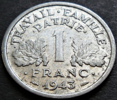 Moneda istorica 1 FRANC - FRANTA, anul 1943 * cod 2746 B foto