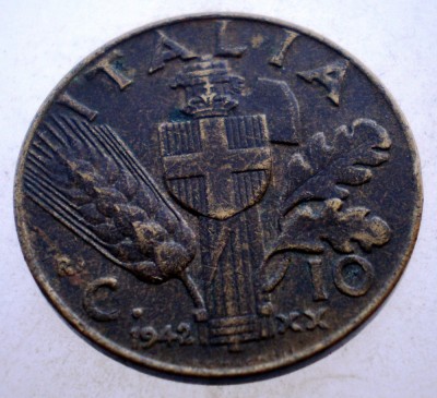 1.752 ITALIA WWII VITTORIO EMANUELE III 10 CENTESIMI 1942 R foto