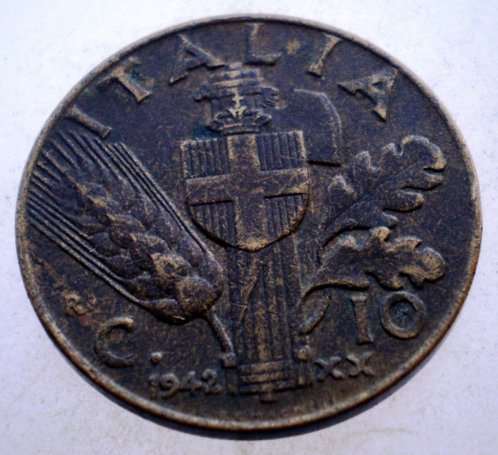 1.752 ITALIA WWII VITTORIO EMANUELE III 10 CENTESIMI 1942 R