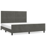Cumpara ieftin Cadru de pat cu tablie, gri inchis, 180x200 cm, catifea