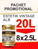 Cumpara ieftin Pachet Promo Lazura lemn Estetik Vintage Alb 8x2.5L