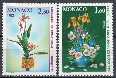 Monaco 1982 Mi 1558/59 MNH - Concursul Int de buchete de flori, Monte Carlo foto