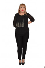 Bluza eleganta Hanna din voal cu aplicatii de strasuri ,nuanta de negru foto