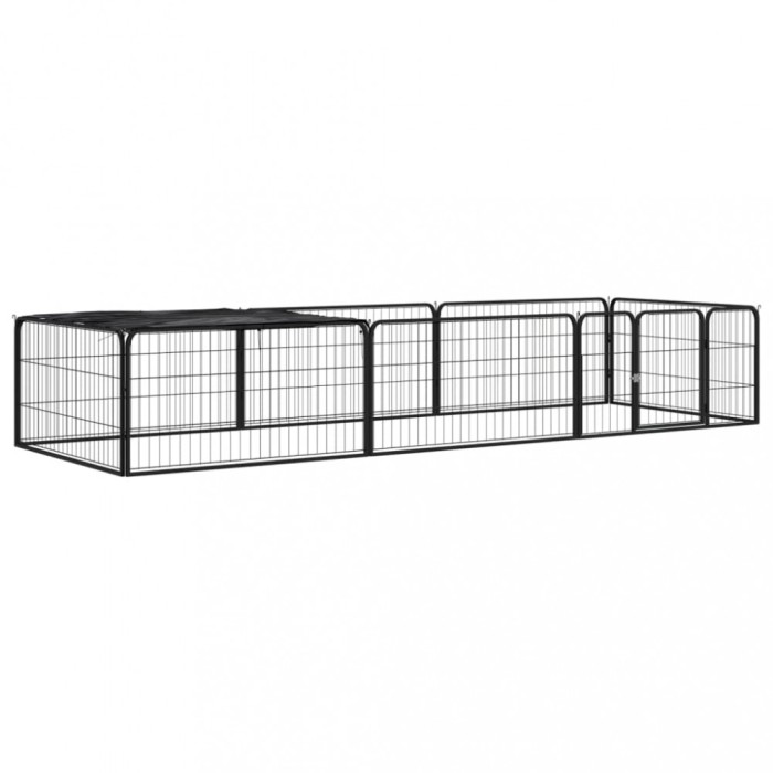 Tarc caini 8 panouri negru 100x50 cm, otel vopsit electrostatic GartenMobel Dekor