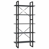 Cumpara ieftin Biblioteca cu 5 rafturi, gri, 80x30x175 cm, lemn de pin