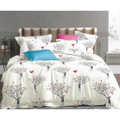 Lenjerie de pat pentru o persoana cu husa de perna dreptunghiulara, Sycamore, bumbac mercerizat, multicolor