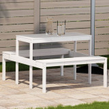 Cumpara ieftin Masă de picnic, alb, 110x134x75 cm, lemn masiv de pin