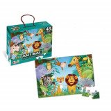 Puzzle educativ pentru copii, animalele din jungla si animale domestice, 48 de piese, Sbk, +3 ani, Oem