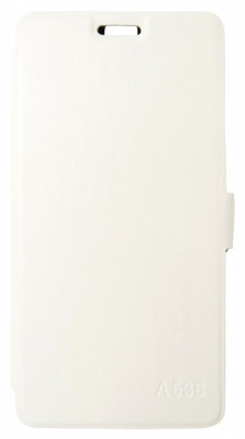 Husa tip carte cu stand alba (cu decupaj casca) pentru Lenovo A536 foto
