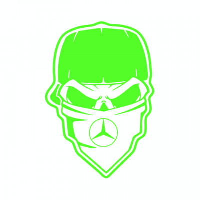 Sticker auto &amp;#039;&amp;#039;Skull gangsta mercedes-benz&amp;#039;&amp;#039;, 20x13cm, Verde foto