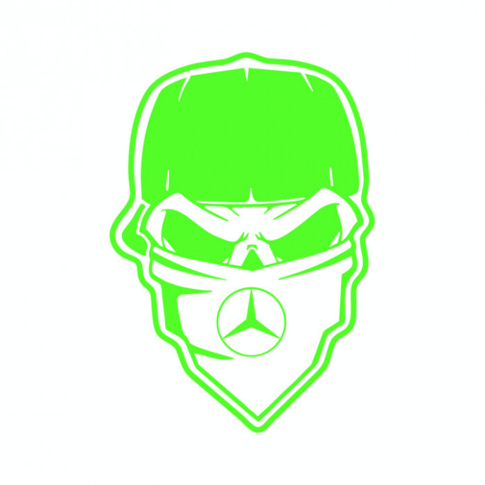 Sticker auto &#039;&#039;Skull gangsta mercedes-benz&#039;&#039;, 20x13cm, Verde