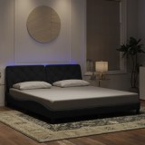 VidaXL Cadru de pat cu lumini LED, negru, 180x200 cm, catifea