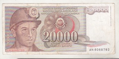 bnk bn Iugoslavia 20000 dinari 1987 circulata foto
