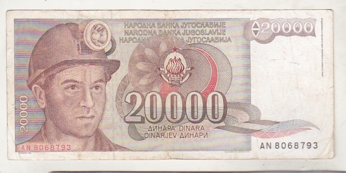 bnk bn Iugoslavia 20000 dinari 1987 circulata