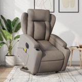 Gossi fotoliu electric masaj rabatabil cu ridicare, gri taupe, textil