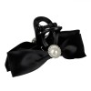 Clamă Păr, Funda Satinată, Mărgea Strass, Negru, 11cm, Poliester, Oem