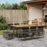 vidaXL Set mobilier de grădină cu perne, 11 piese, gri, poliratan 3211514