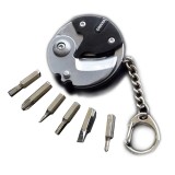 breloc multifunctional surubelnite din otel inoxidabil, negru