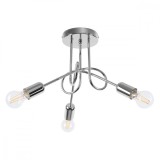 Candelabru Supel Crom Oțel 3 Becuri Neregulate Industrial De Interior
