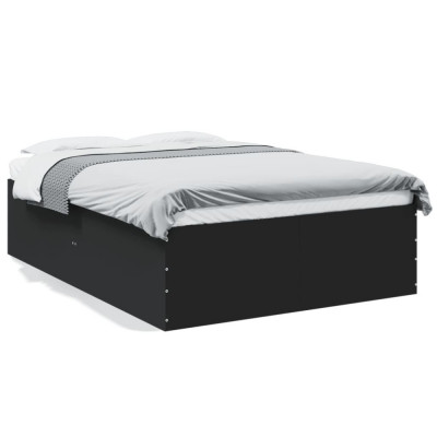 vidaXL Cadru de pat, negru, 140x190 cm, lemn prelucrat foto