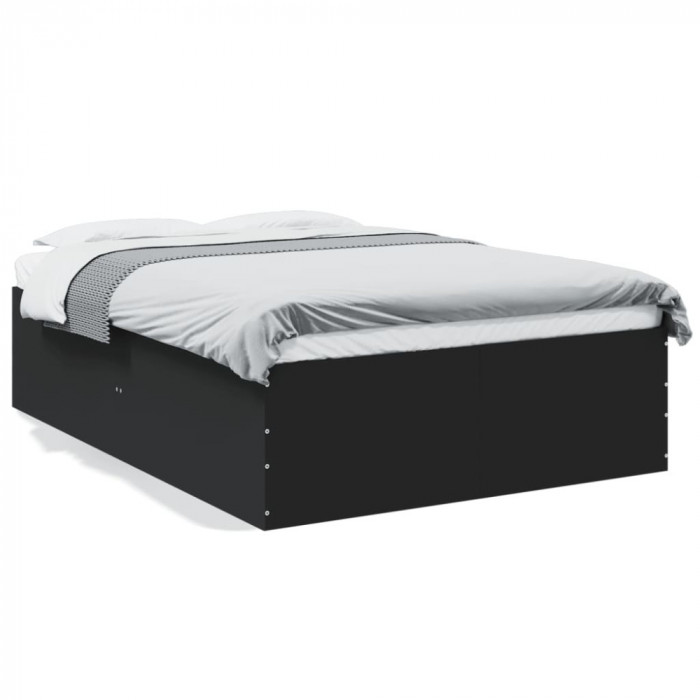 vidaXL Cadru de pat, negru, 140x190 cm, lemn prelucrat