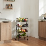Carucior servire la masa Troms&oslash; 83x44x26cm negru cu 4 cosuri [en.casa] HausGarden Leisure