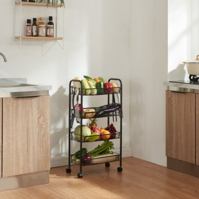 Carucior servire la masa Troms&amp;oslash; 83x44x26cm negru cu 4 cosuri [en.casa] HausGarden Leisure foto