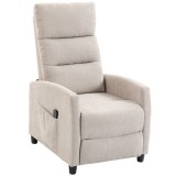 HOMCOM Fotoliu Masaj Reclinabil Manual 160&deg;, Chenille, Suport Picioare, Telecomandă, Buzunare, Crem | Aosom Romania