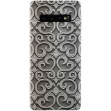 Husa silicon pentru Samsung Galaxy S10, Baroque Silver Pattern